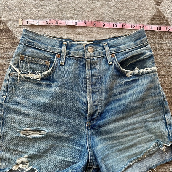 Agolde Women's Frayed Blue Jean Shorts - Picture 6 of 13